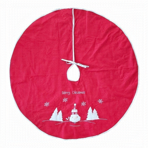 NWOT Medium "Merry Christmas" Red Christmas Tree Skirt With Silver Trim